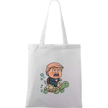 Nákupní taška Trump a želva - Taška bavlněná - 42 x 38 cm ( Bílá )
