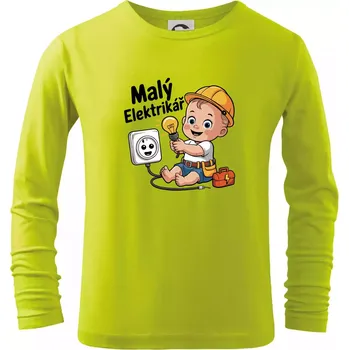 Dětská móda Malý elektrikář - veselá zásuvka - Triko dětské Long Sleeve - 146 cm/10 let ( Limetková )