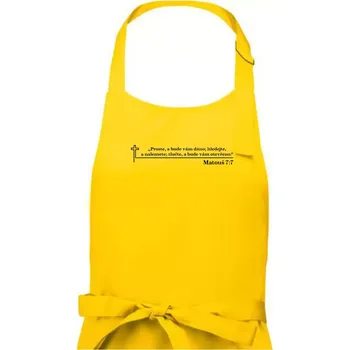 Kuchyňská zástěra Citáty z bible - Matouš 7:7 - Pánská zástěra na vaření - Univerzální velikost ( Žlutá )
