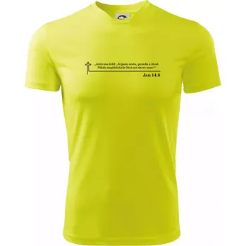Pánské oblečení Citáty z bible - Jan 14:6 - Pánské triko Fantasy sportovní (dresovina) - 2XL ( Neonově žlutá )