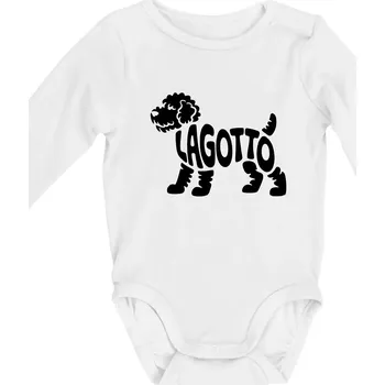 Lagotto nápis v těle - Body kojenecké s dlouhým rukávem - Dlouhý r. 3-6 měs ( Bílá )