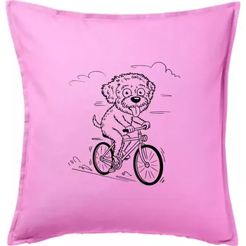 Polštář Lagotto romagnolo karikatura na kole černá - Polštář 50x50 - 50x50 - Pouze potah ( Růžová )