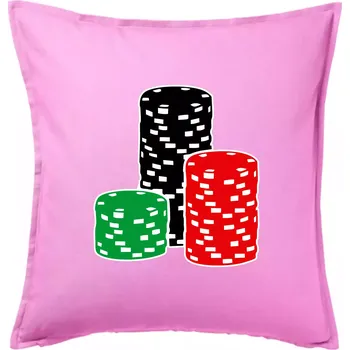 Polštář Poker žetony - Polštář 50x50 - 50x50 - Pouze potah ( Růžová )