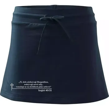 Dámská sukně Citáty z bible - Izajáš 40:31 - Sportovní sukně - two in one - S ( Námořní modrá (velmi tmavá - téměř černá) )