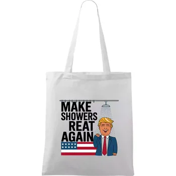 Nákupní taška Trump make showers great again - Taška bavlněná - 42 x 38 cm ( Bílá )