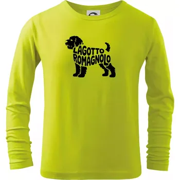 Lagotto romagnolo nápis v těle - Triko dětské Long Sleeve - 122 cm/6 let ( Limetková )