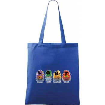 Nákupní taška LGBT - Lasagne, Guláš, Bramborák, Tatarák - Taška bavlněná - 42 x 38 cm ( Královská modrá )