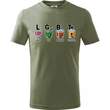 Chlapecké oblečení LGBT - Likér, Gin, Brandy, Tequila - Tričko dětské bavlněné - 146 cm/10 let ( Khaki )