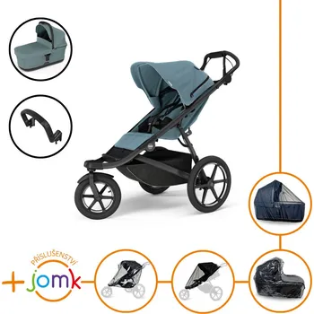 Kočárek Set 7v1 Thule Urban Glide 3 Mid blue s magnetickou sponou + madlo + korbička Mid blue + JOMK příslušenství