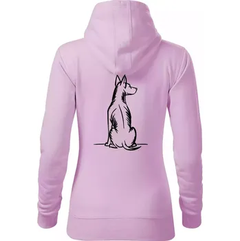 Dámská mikina Pes kreslený zezadu - Mikina dámská Cape s kapucí - S ( Orchid )