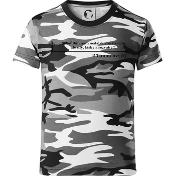 Chlapecké tričko Citáty z bible - 2 Timoteovi 1:7 - Dětské maskáčové triko - 122 cm/6 let ( Šedý maskáč )