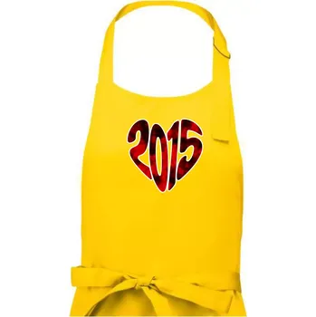 Kuchyňská zástěra 2015 v srdci - Dámská zástěra na vaření - Univerzální velikost ( Žlutá )