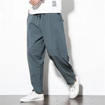 Pánské kalhoty Volné lněné harémové kalhoty pro muže Velikost: 5XL, Barva (Varianta): Gray [K13]]