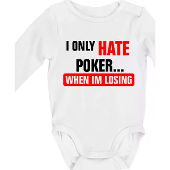 Hate poker - Body kojenecké s dlouhým rukávem - Dlouhý r. do 3 měs ( Bílá )