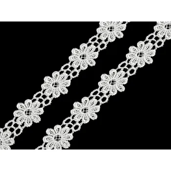 Stuha Vzdušná krajka / vsadka šíře 20 mm květina Varianta: 7 bílá, Balení: 13.5 m