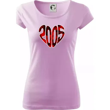 Dámské tričko 2005 v srdci - Dámské triko Pure - 3XL ( Orchid )