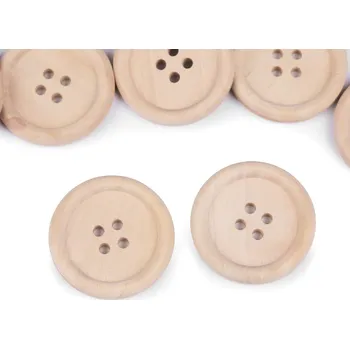 Knoflík Dřevěný knoflík čtyřdírkový velikost 48" Varianta: přírodní sv., Balení: 50 ks