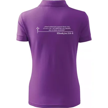 Citáty z bible - Efezským 2-8–9 - Polokošile dámská Pique Polo - 2XL ( Fialová )