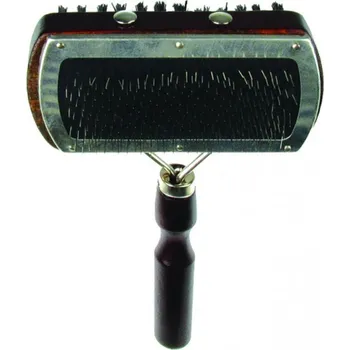 Kartáč pro zvířata Kartáč na psa hranatá oboustranná dřevěná rukojeť DOG SALON