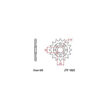 Řetězová sada pro motocykl Řetězové kolečko JT JTF 1025-15 15 zubů, 525