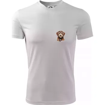 Chlapecké tričko Lagotto romagnolo vyšívaná hlava na prsu - Dětské triko sportovní (dresovina) - 158 cm/12 let ( Bílá )