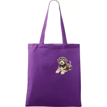 Lagotto romagnolo ležicí vyšívaný na prsu - Taška bavlněná - 42 x 38 cm ( Fialová )