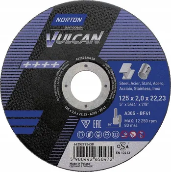 Řezný kotouč Řezný kotouč na kov ocel NORTON VULCAN 125x2 INOX