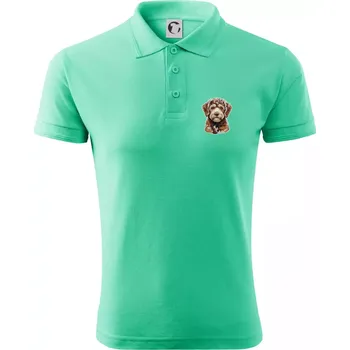 Pánská košile Lagotto romagnolo vyšívaná hlava na prsu - Polokošile pánská Pique Polo 203 - 4XL ( Mátová )