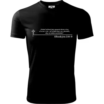 Citáty z bible - Efezským 2-8–9 - Dětské triko sportovní (dresovina) - 146 cm/10 let ( Černá )