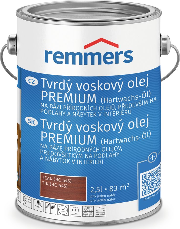 Tvrdý voskový olej PREMIUM (Remmers Hartwachs-ÖL), Balení 0,75 l, Barevné odstíny Nussbaum