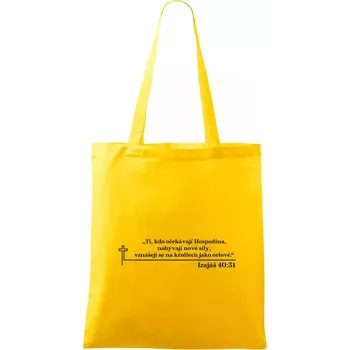 Citáty z bible - Izajáš 40:31 - Taška bavlněná - 42 x 38 cm ( Žlutá )