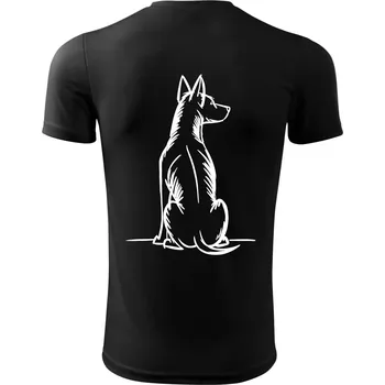 Chlapecké tričko Pes kreslený zezadu - Dětské triko sportovní (dresovina) - 122 cm/6 let ( Černá )
