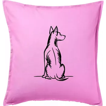 Polštář Pes kreslený zezadu - Polštář 50x50 - 50x50 - Pouze potah ( Růžová )