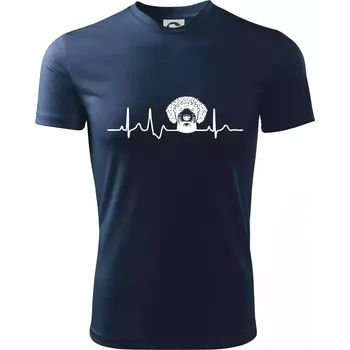 Lagotto romagnolo hlava EKG - Dětské triko sportovní (dresovina) - 134 cm/8 let ( Námořní modrá (velmi tmavá - téměř černá) )