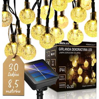 Venkovní osvětlení Světelný řetěz LEDLUX 850 cm solární černý