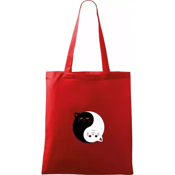 Nákupní taška Kočky jin jang barevné - Taška bavlněná - 42 x 38 cm ( Červená )