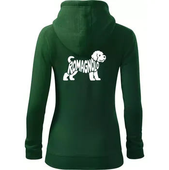 Dámská mikina Romagnolo nápis v těle - Dámská mikina trendy zipper s kapucí - L ( Lahvově zelená )
