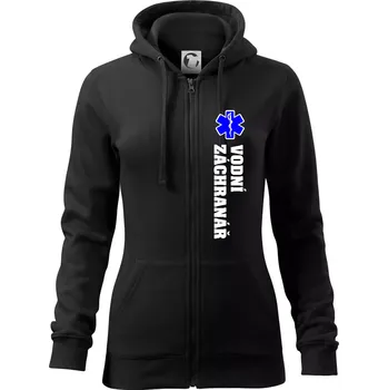 Dámská mikina Rescue - Vodní záchranář - Dámská mikina trendy zipper s kapucí - 2XL ( Černá )