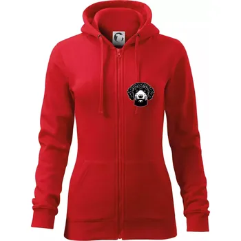 Dámská mikina Lagotto romagnolo hlava na prsu - Dámská mikina trendy zipper s kapucí - XL ( Červená )
