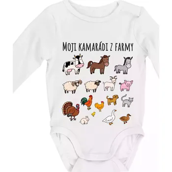 Moji kamarádi z farmy - Body kojenecké s dlouhým rukávem - Dlouhý r. do 3 měs ( Bílá )