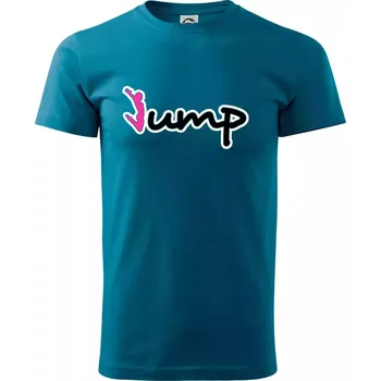 Pánské tričko Jump - nápis a panáček - Klasické pánské triko vyšší gramáže - M ( Petrolejová )