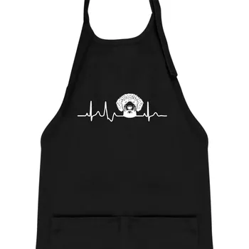 Kuchyňská zástěra Lagotto romagnolo hlava EKG - Dětská zástěra na vaření - Univerzální velikost ( Černá )