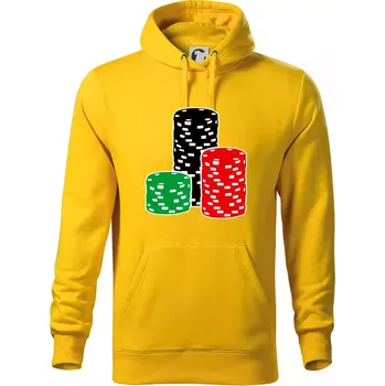 Pánská mikina Poker žetony - Mikina pánská Cape s kapucí - 4XL ( Žlutá )