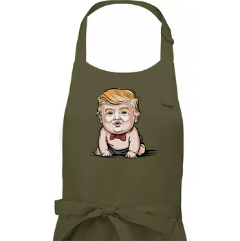 Kuchyňská zástěra Baby trump - Pánská zástěra na vaření - Univerzální velikost ( Khaki )