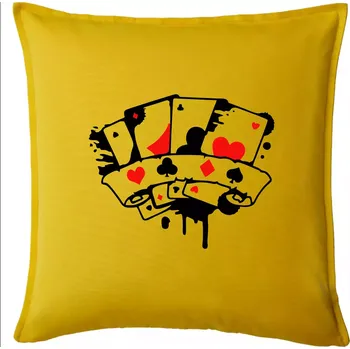 Polštář Poker splash 4 karty - Polštář 50x50 - 50x50 - Pouze potah ( Žlutá )