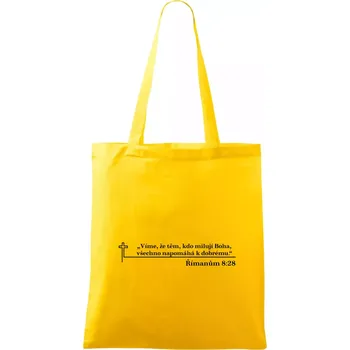 Citáty z bible - Římanům 8:28 - Taška bavlněná - 42 x 38 cm ( Žlutá )