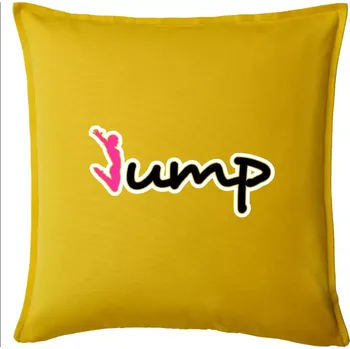 Polštář Jump - nápis a panáček - Polštář 50x50 - 50x50 - Pouze potah ( Žlutá )