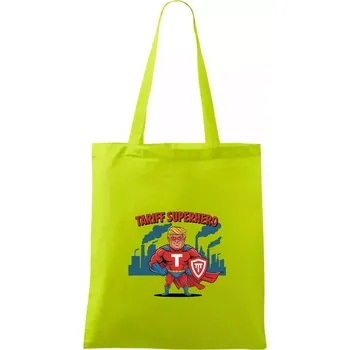 Tariff Superhero Trump - Taška bavlněná - 42 x 38 cm ( Limetková )