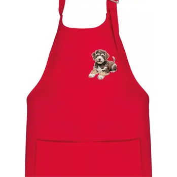 Kuchyňská zástěra Lagotto romagnolo ležicí vyšívaný na prsu - Dětská zástěra na vaření - Univerzální velikost ( Červená )