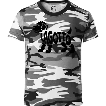 Chlapecké tričko Lagotto nápis v těle - Dětské maskáčové triko - 104-110cm / 3-4 roky ( Šedý maskáč )